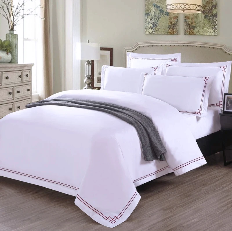 Wholesale custom Luxury King Size 300 TC 100% Cotton Embroidery Hotel Bed sheet Bedding Sets (60757595342)