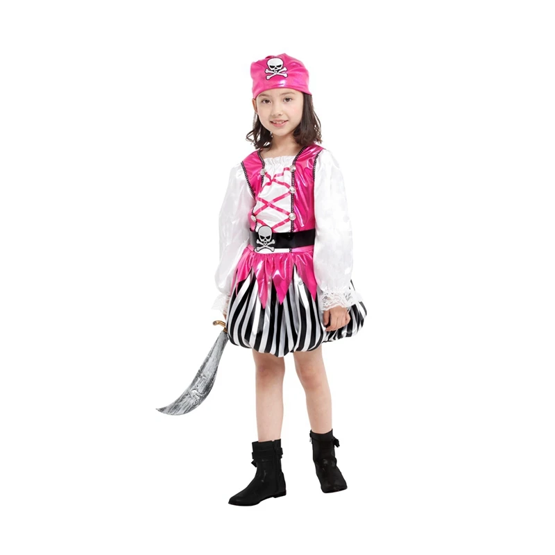 hot sale high quality cheap Luxury Sexy kids Rose red pirate dress for girls Halloween party Fancy Costume