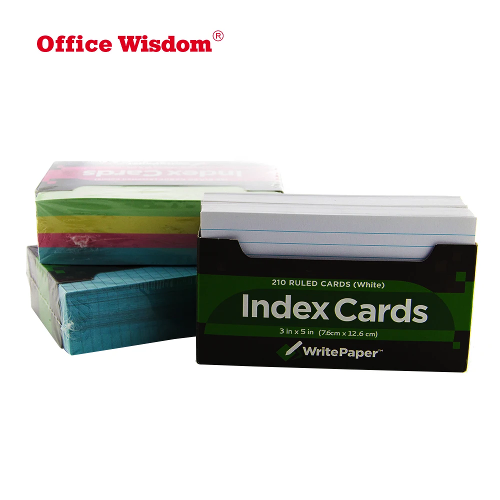 Teacher Office Stationery Lined Brite Ruled Assorted Colors Paper Index Cards, 0.7 Height, 3.1 Wide, 5.1 Length