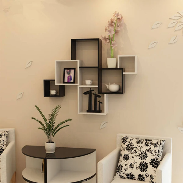 2018 Floating Cube Wall Mount Wooden Shelf MDF wood wall mounted shelf