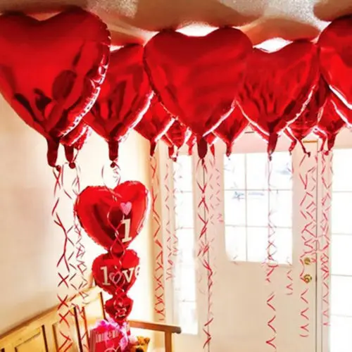 18 Inch Pure Balloon Paste Love Heart Globos Al Por Mayor For Wedding Love Decoration Heart Shape Aluminum Foil Balloons