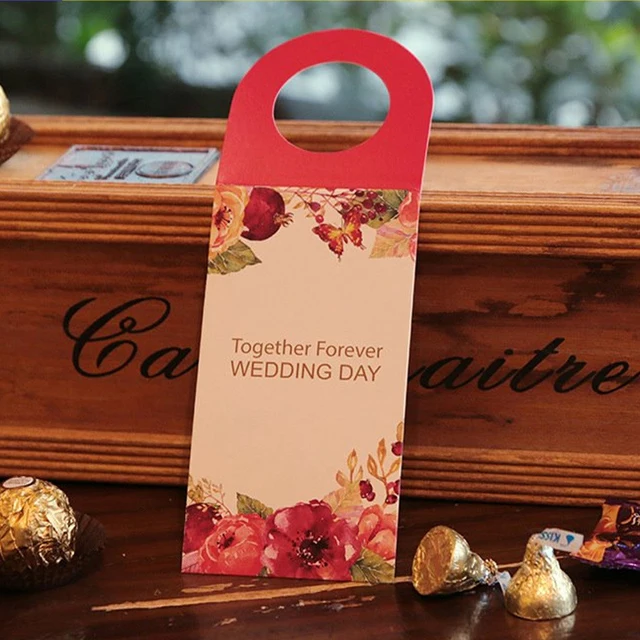 custom design printing paper bottle neck hang tag for wine bottleneck