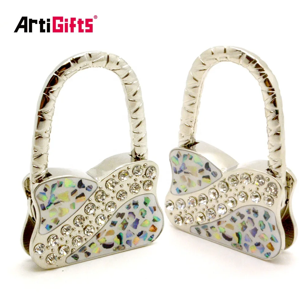Custom design metal folding zinc alloy woman handbag hook hang for bag