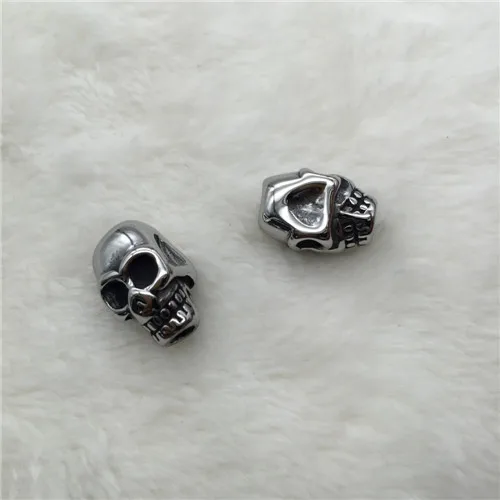 2022 Loose beads for jewelry making skull shape blacken stainless steel beads for sale
