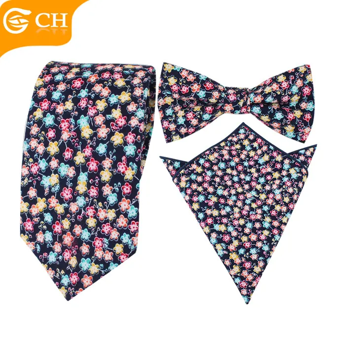 
Оптовая продажа, дешевый хлопковый галстук-бабочка с цветочным рисунком, подарочные наборы для мужчин 