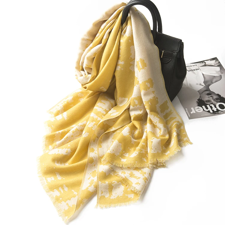 
OEM Available High Quality Custom Jacquard Women 100% Wool Scarf 