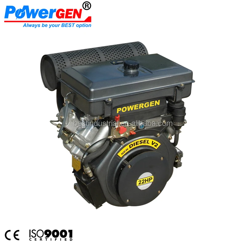 BEST PRICE!!! POWERGEN Electric Start Keyway Shaft Air Cooled 2 Cylinder V2 Motor Diesel 22HP