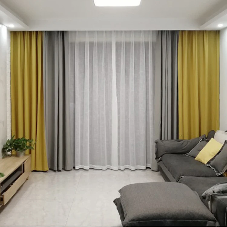 
2018 new Nordic style net red stitching linen curtains full shade fabric curtain custom,window curtain,blackout curtain 