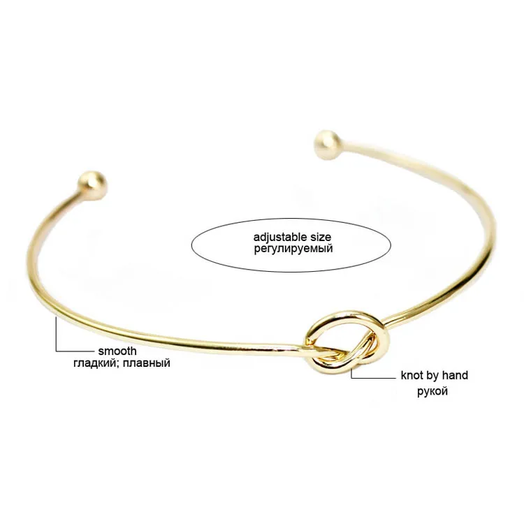 Factory Price Fashion Simple Adjustable Twist Silver Gold Wire Knot Open Cuff  Bangles knot bracelet for Women Men Jewelry Gifts