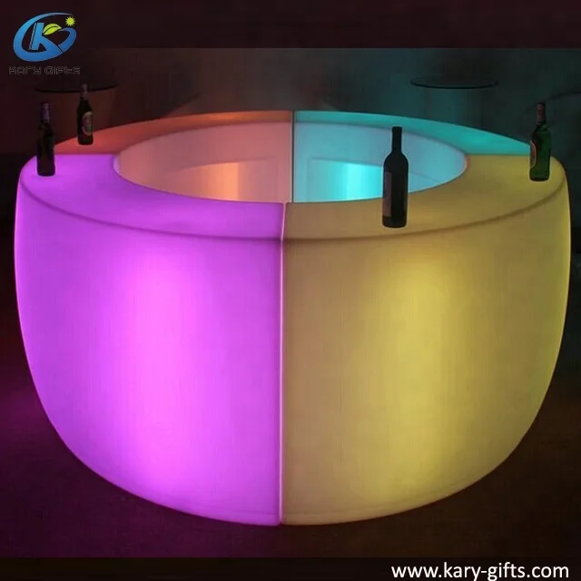 Remote control glowing led plastic portable bar table furniture led bar counter