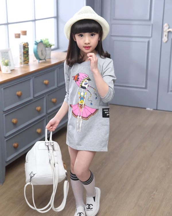 Лидер продаж, детская одежда, Весенняя хлопковая футболка с длинным рукавом и мультяшным принтом для девочек