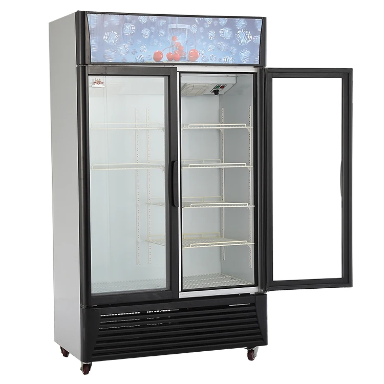 High quality beverage cooler supermarket commercial  beer  freezer two door refrigerator