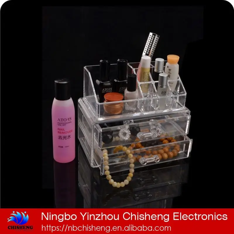 original manufacturer hot selling acrylic makeup cosmetic organizer with 2 drawers