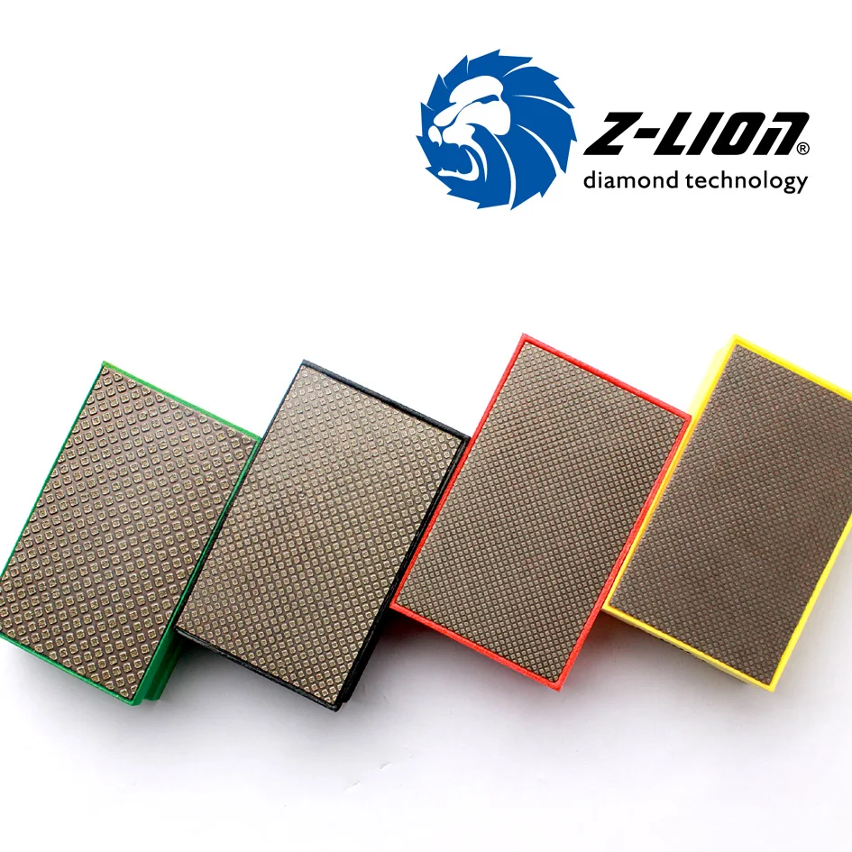 Z-LION 90*55mm Diamond Hand-held Polishing Pad Electroplated Soft Foam Backed Pads for Grinding of Stone Tile