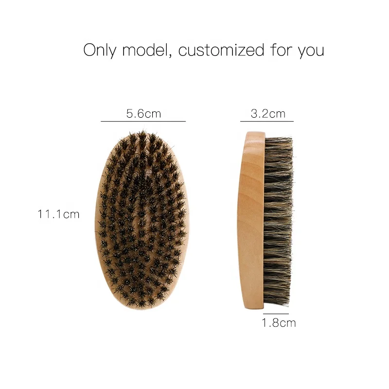 Factory wholesale oval shape custom logo bamboo bristles barber round beard brush