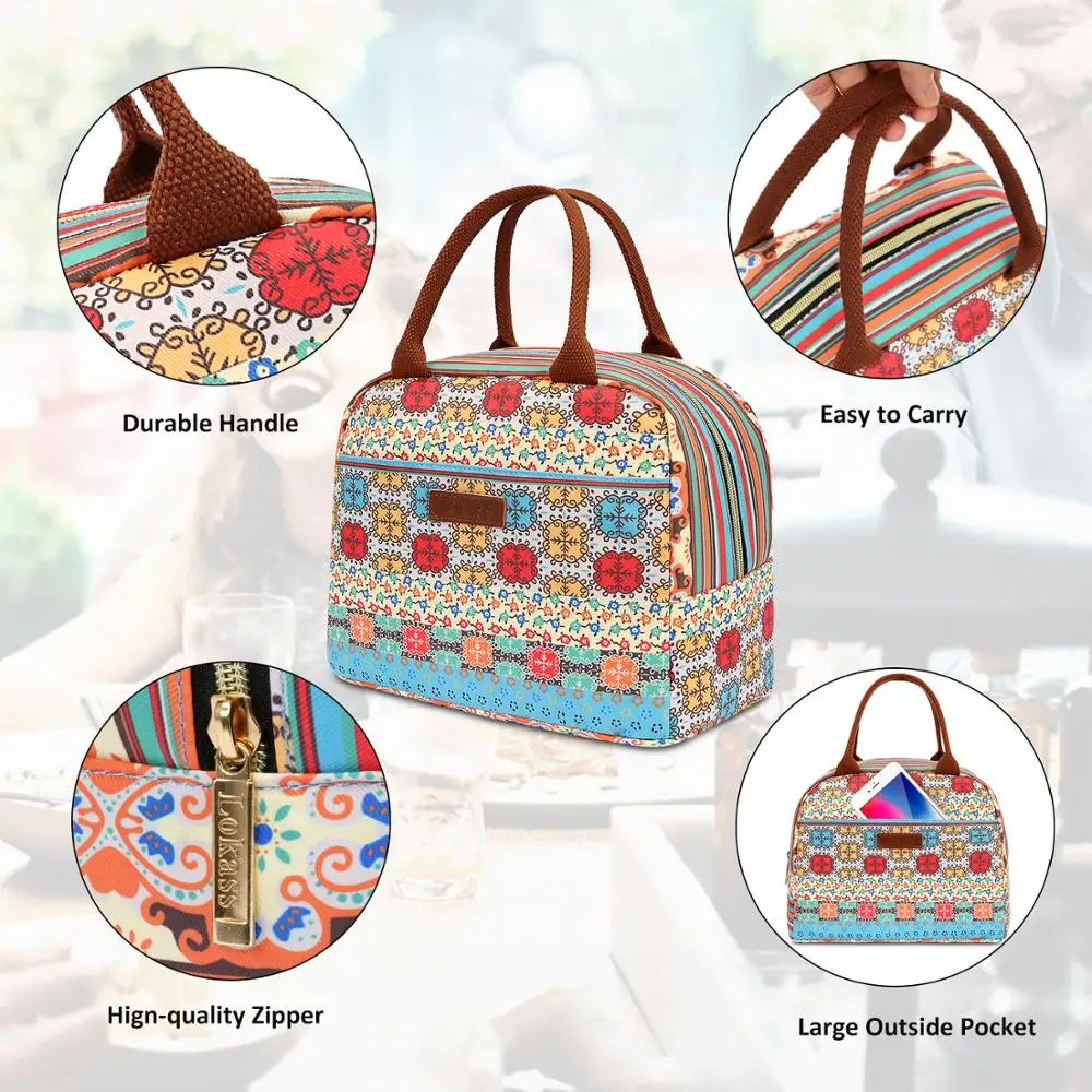 Lokass Newest Fashion Small Cute Portable Food Insulation Lunch Bag Girl Women Lunch Picnic Bags For Ladies