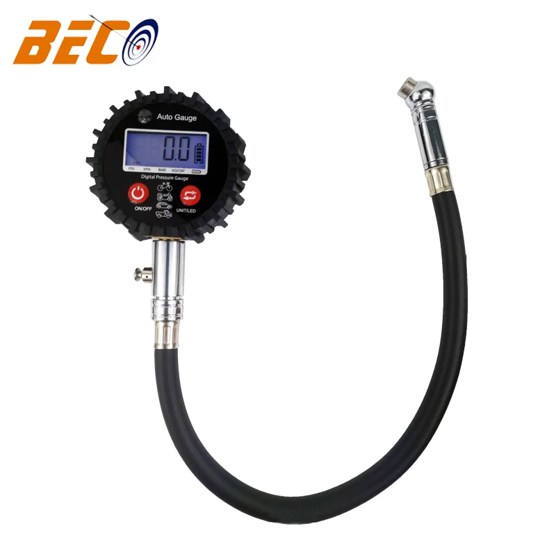 BECO 200psi резиновый шланг цифровой монитор давления в шинах автомобиля, цифровой манометр Калибратор с питанием от аккумуляторной батареи, датчик давления в шинах цифровой манометр