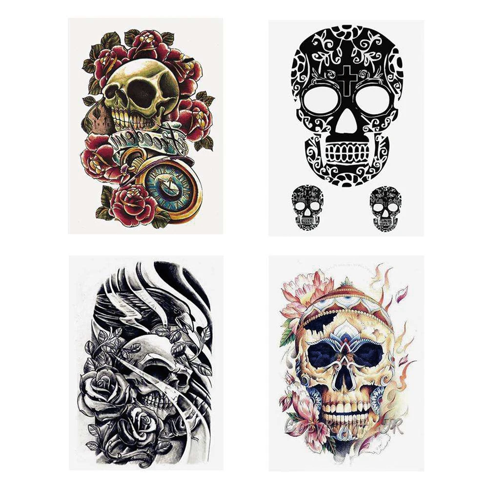 Cool Sexy Skull Tattoo Sticker Artificial Temporary Lasting Arm Tattoo Sticker For Men/Women