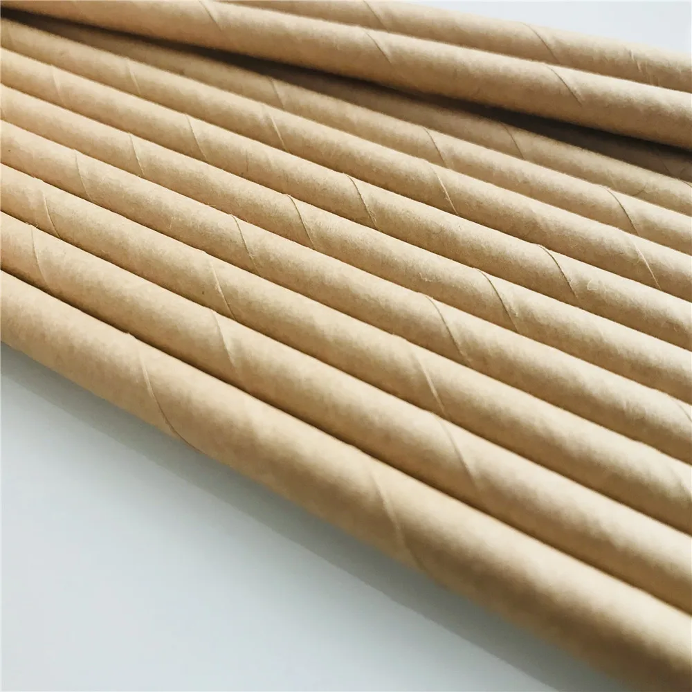 Brown Kraft Paper Wrapped Straws Biodegradable Drinking Straws