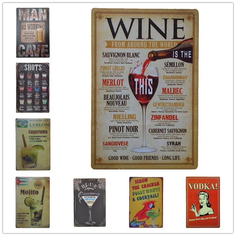 wholesale customize vintage drink signs retro metal plates tin retro signs