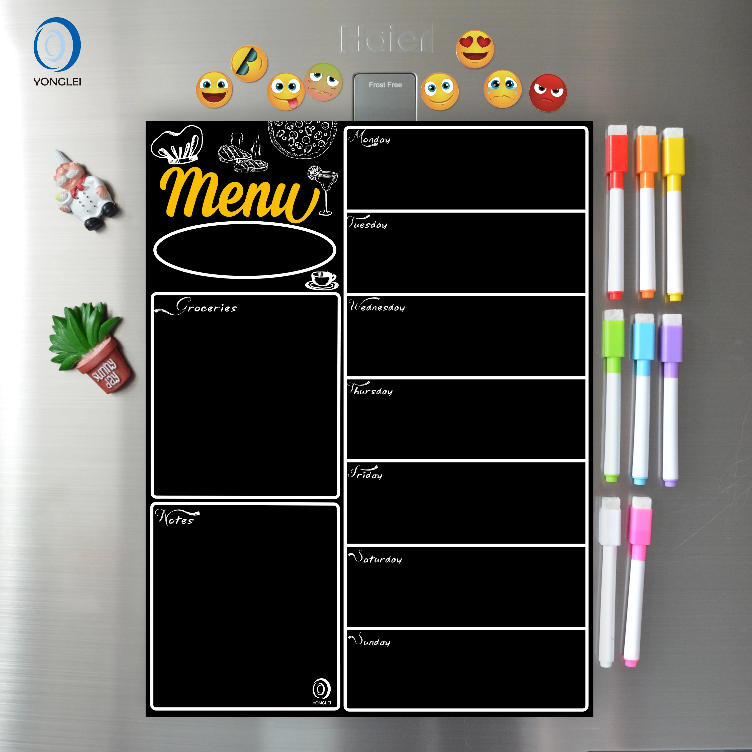 9.4-1 Easy erasable magnetic meal planner magnetic refrigerator chalkboard