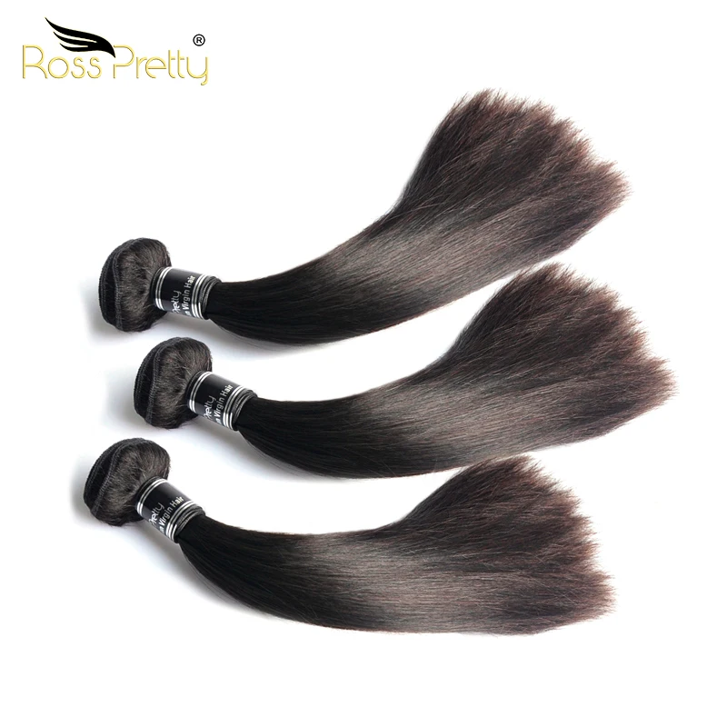 
Прямые человеческие волосы Ross Pretty, бразильские человеческие волосы Remy, пучок высококачественных человеческих волос, естественный цвет, двойное окрашивание 