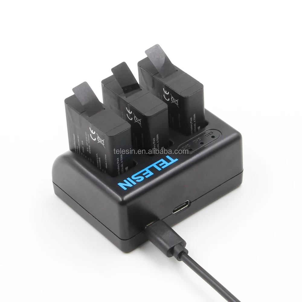 
New Arrival Hero5 Accessories Telesin 3-channel Multi function Battery Charger with USB Charging Cable for Go Pro Hero5 