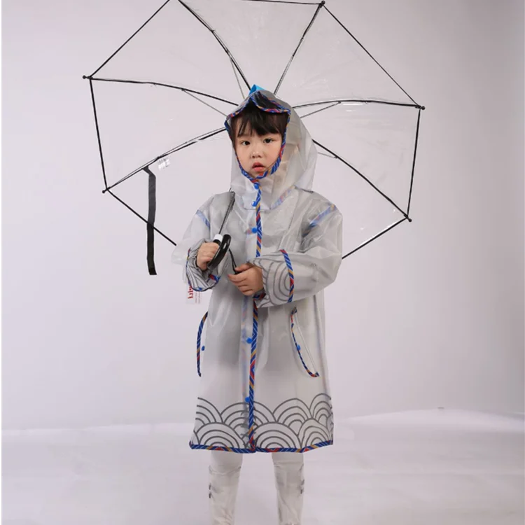 2022 new stylish dragon cute kids  transparent TPU raincoat for children