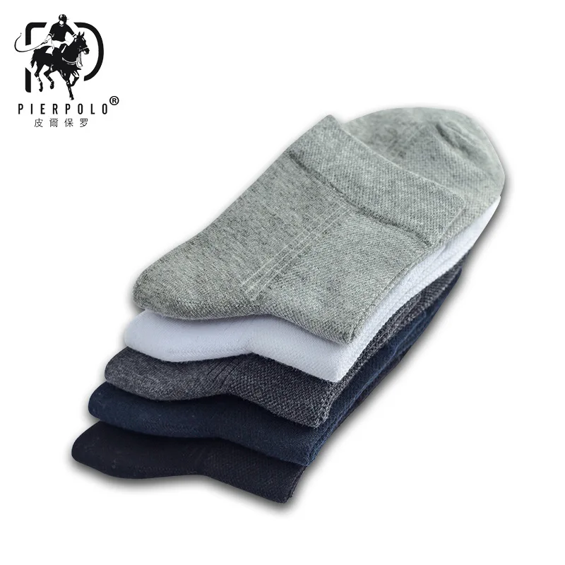 PIER POLO Spring Summer Black Gray White Plain Socks Combed Cotton Men Breathable Socks