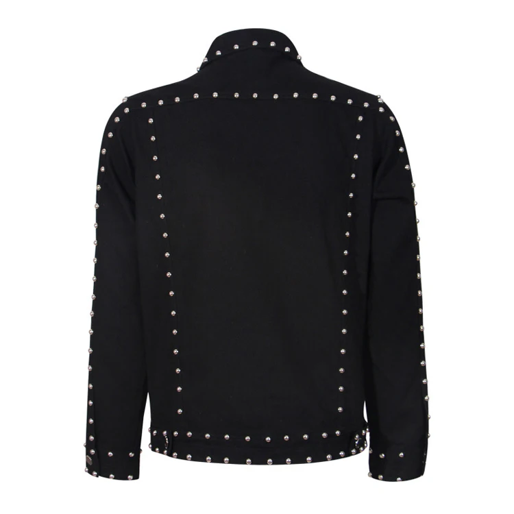 Jean Jackets Wholesale Men Punk Studded Biker Denim Jacket