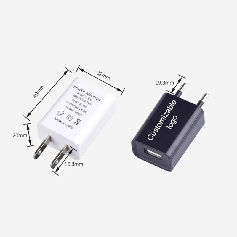 Factory price DC5V 1A 1000mA usb mobile phone charger direct charge usb head 5V1A charger