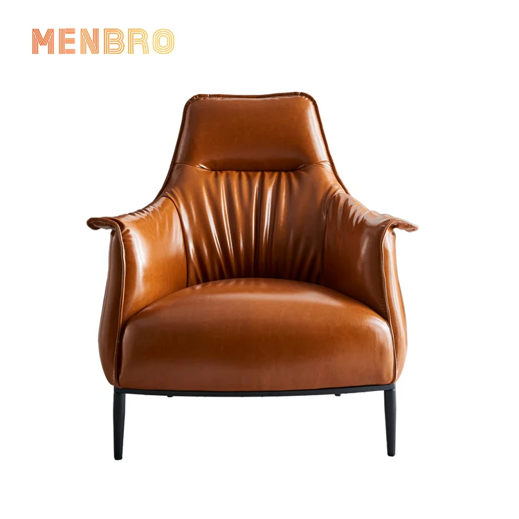 
menbro 5 star hotel room cowhide cafe Adult chair brown leather sofa 