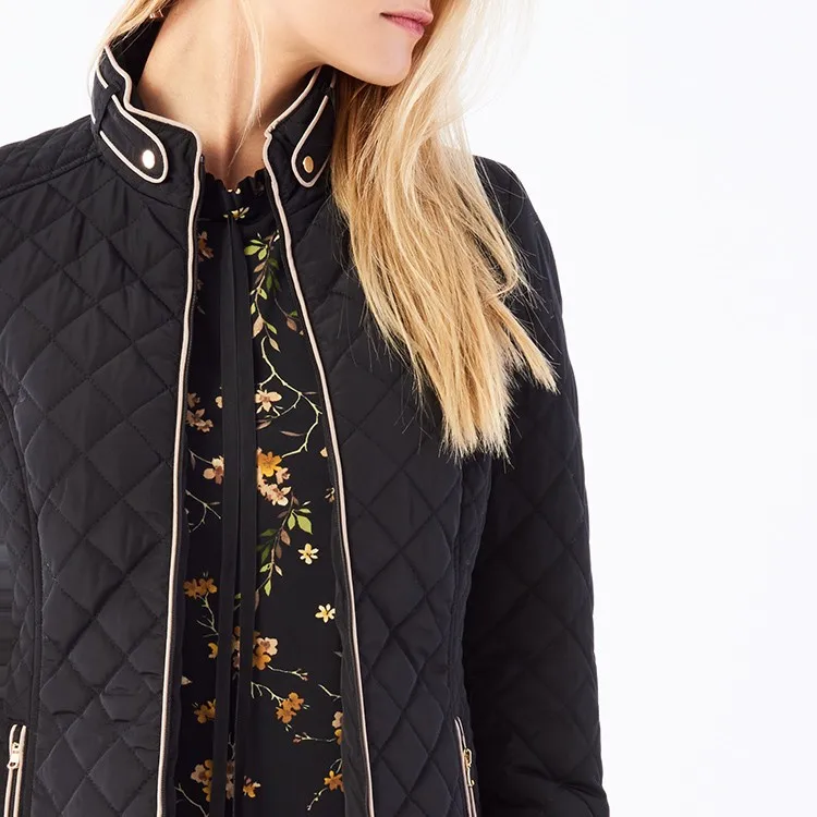 
Factory outlet plain weave antistatic waterproof women short ladies black riding padded jacket for spring autumn 