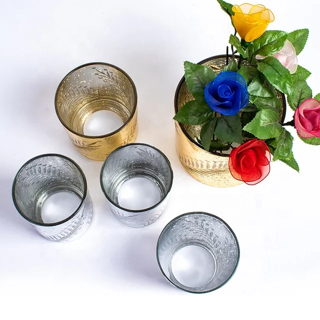 silver plating glass candle holder handmade table centerpiece bud flower vase centerpieces mercury candle jar