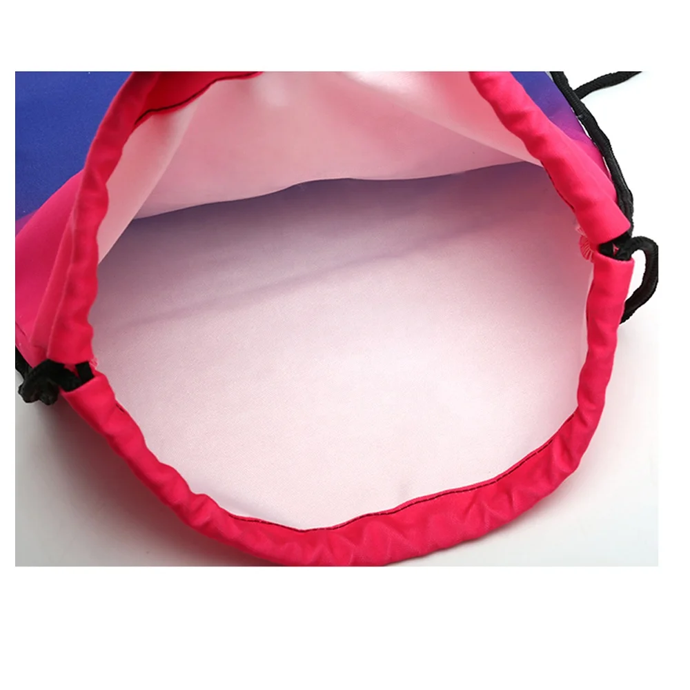 
Promotional 3D digital Macaron colours print Sport sac drawstring Gradient gym training cord bag outdoor running sack backpack 