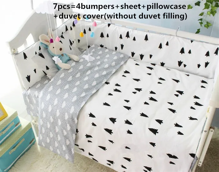 Promotion 6 7PCS cotton baby crib bedding sets cute cartoon toddler baby cot bedding sets Duvet