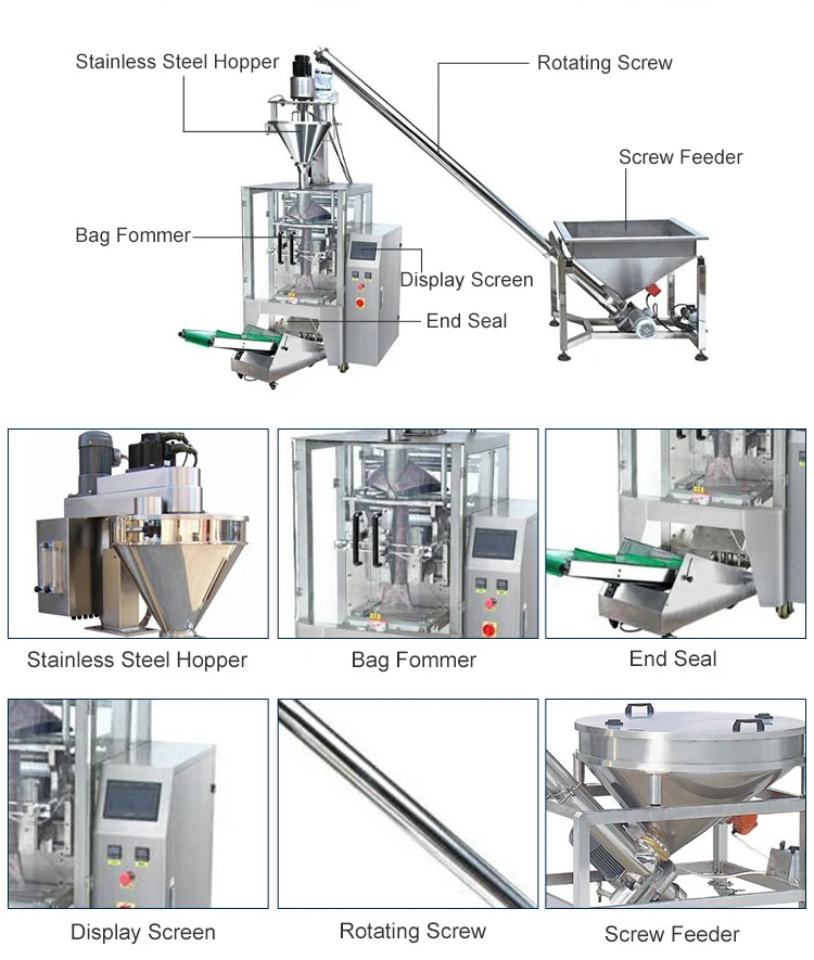 
250g 500g 1kg 2kg 5kg Fully Automatic Weighing Small Sachets Pepper Spice Red Chilli Powder Filling Packing Machine Price 