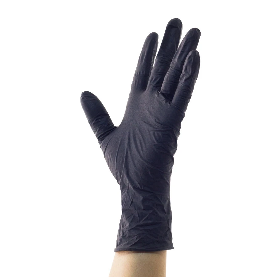 Production Of Waterproof Black Cosmetic Tattoo Gloves Black Pure Nitrile Disposable Gloves