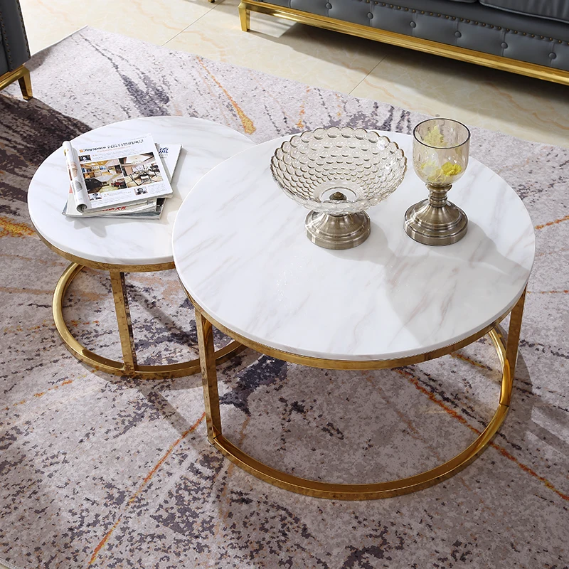 Латунный круглый золотой журнальный столик