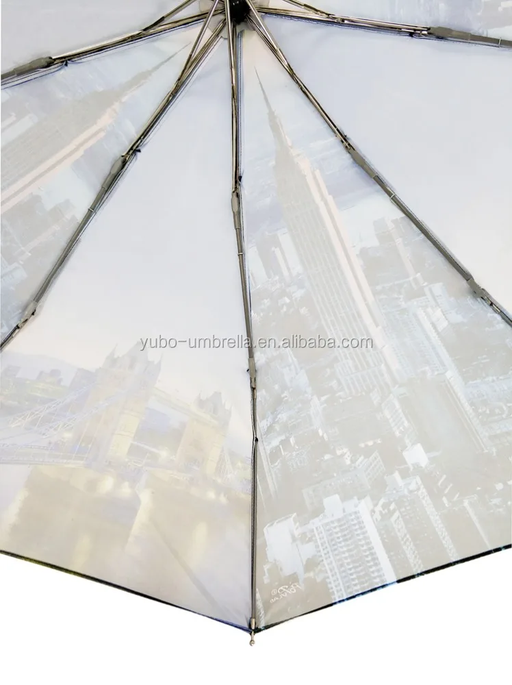 YUBO Hot Sale Wind Resistant Auto Open & Close 10K 3 Fold Umbrella with City View Printing