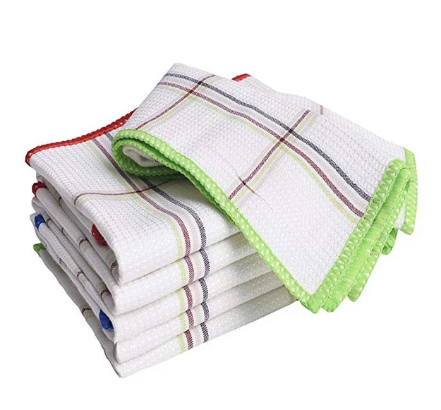 Natural 100% Organic Waffle Weave Bamboo Fiber Clean Towel Kitchen Cleaning Bamboo Dish Cloth