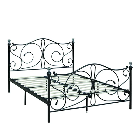 Европейский стиль, металлическая рама для кровати с деревянными реглами, двухразмерная мебель для спальни