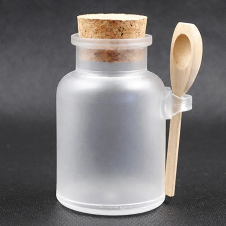 100g 200g 300g 500g plastic ABS empty matte frosted bath salt bottle / storage jar / round pot with cork and spoon