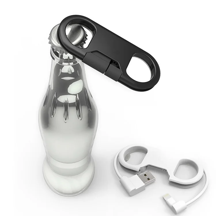 
Multi-function Beer Wine Bottle Opener Keychain Charger Cable for iPhone and Samsung Android Phones 