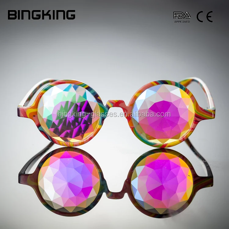 New Kandi Swirl frame rainbow Spine flat back lens diffraction brand kaleidoscope glasses