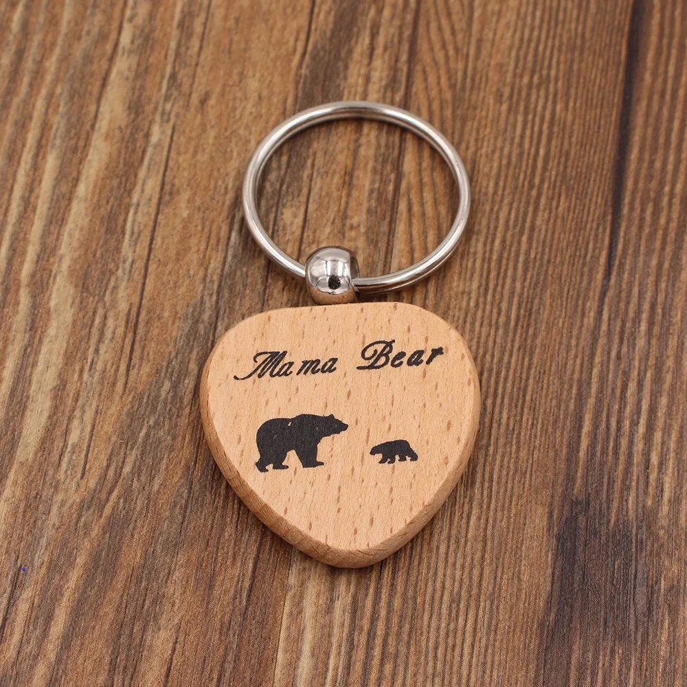 Hot sale customize heart wood key chain for gift