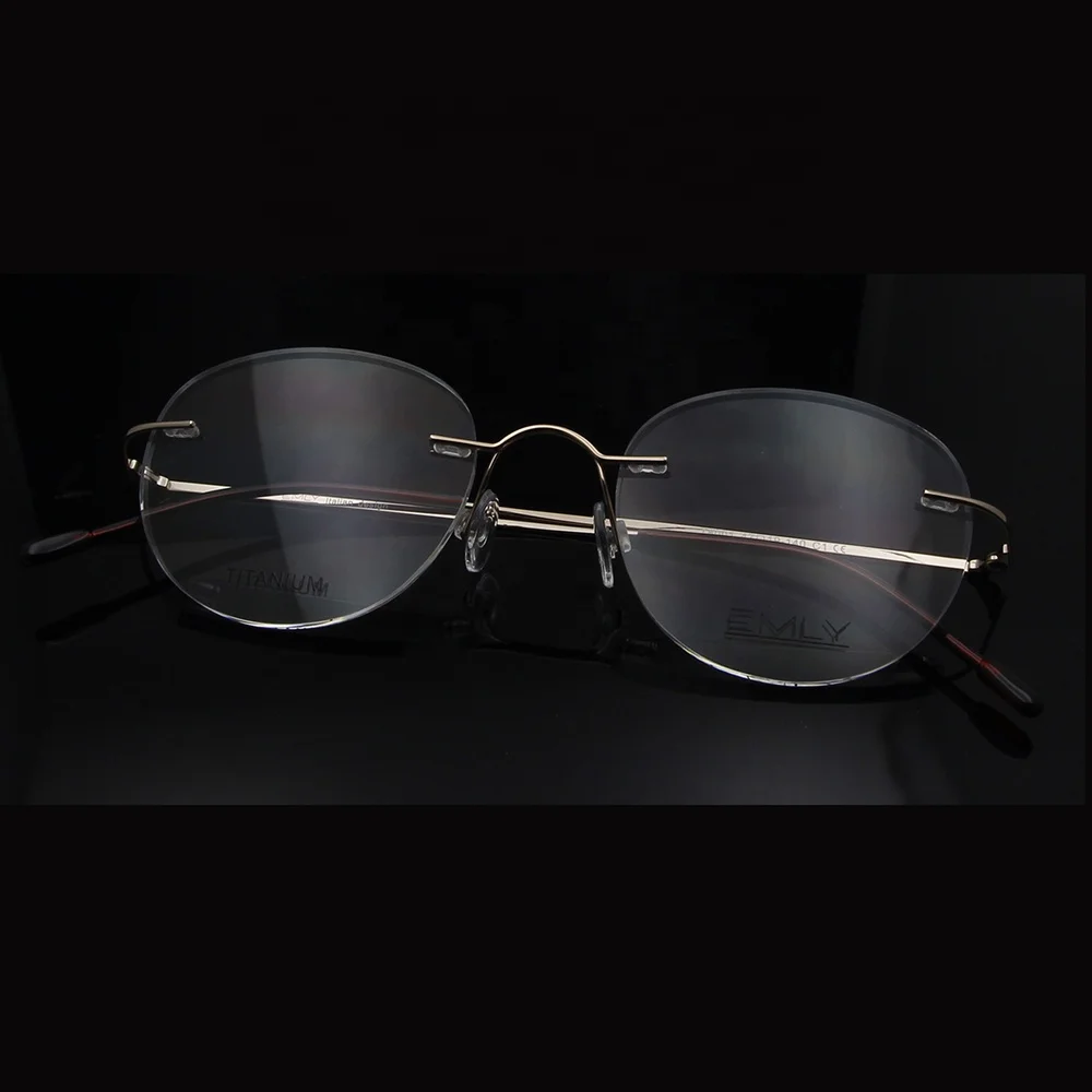 
NO MOQ popular eyewear titanium metal optical glasses frame titan rimless optical frames 