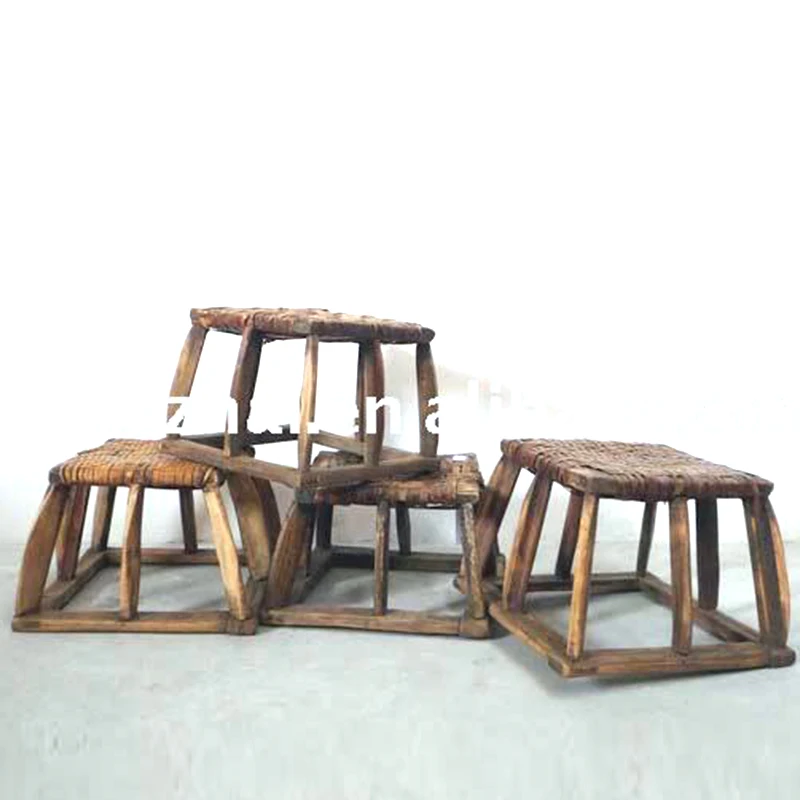 
Antique furniture Rattan surface stool 