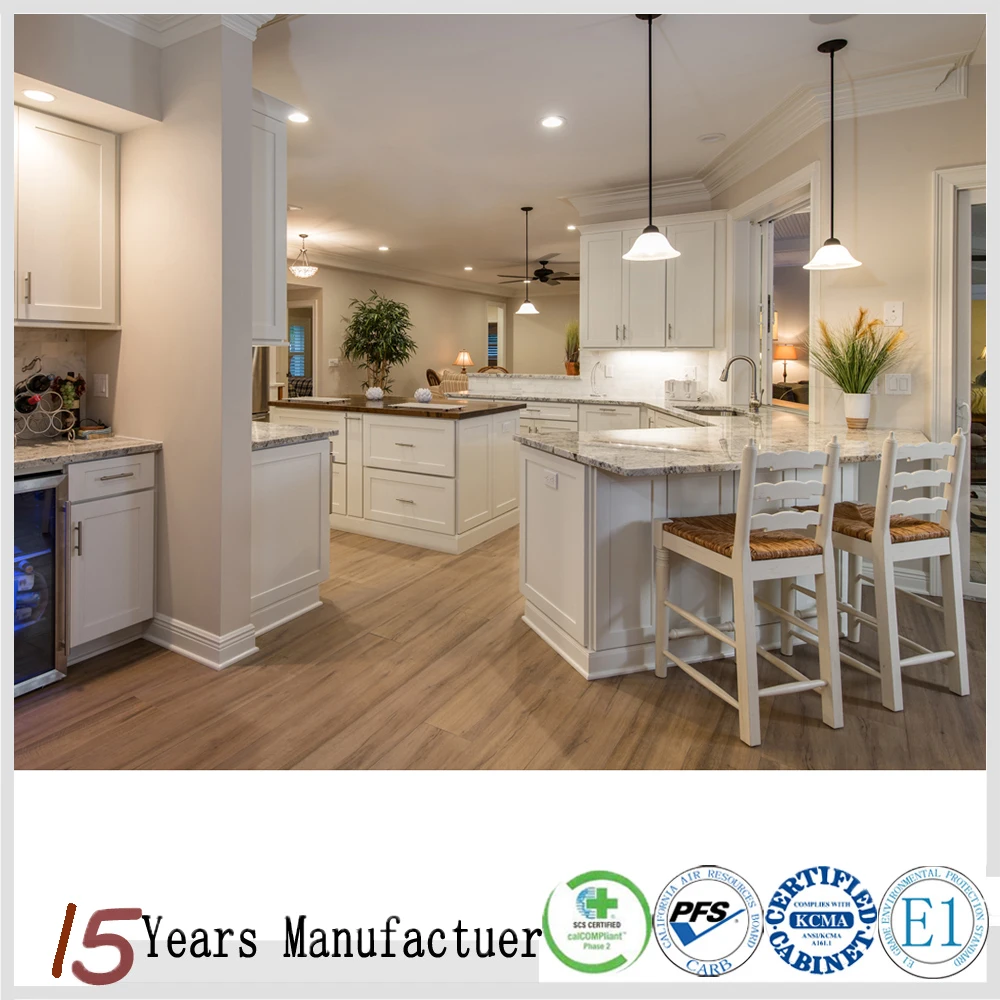 China Made Modular RTA White Shaker Kitchen Cabinet Solid Wood