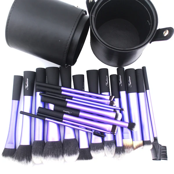 Sedona 22pcs makeup kit with cylinder brush case, long aluminium make up set free sample,high-end profession makeup brush set